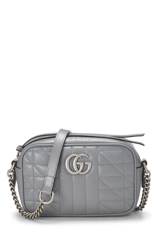 Grey Leather GG Marmont Crossbody Bag Small, , large image number 0