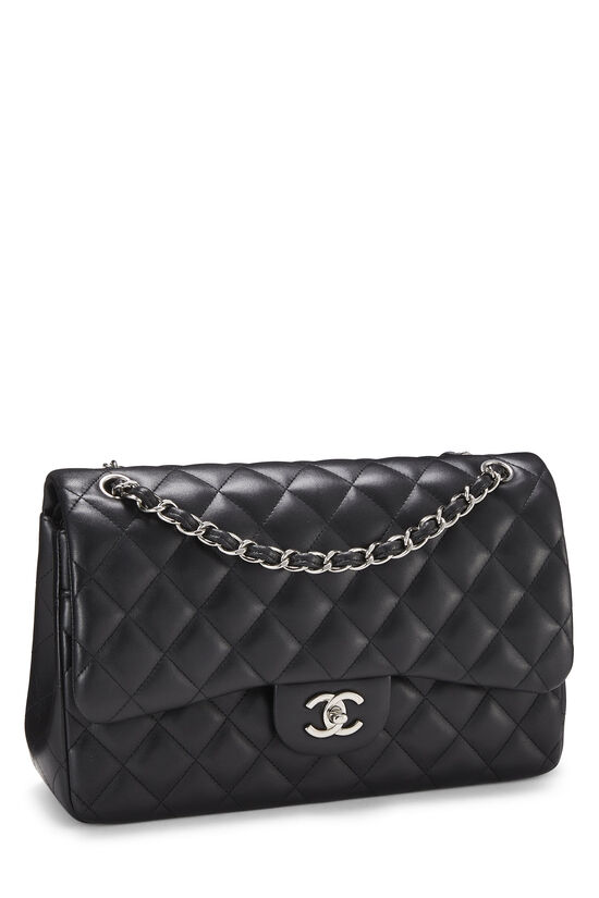 Black Quilted Lambskin New Classic Double Flap Jumbo