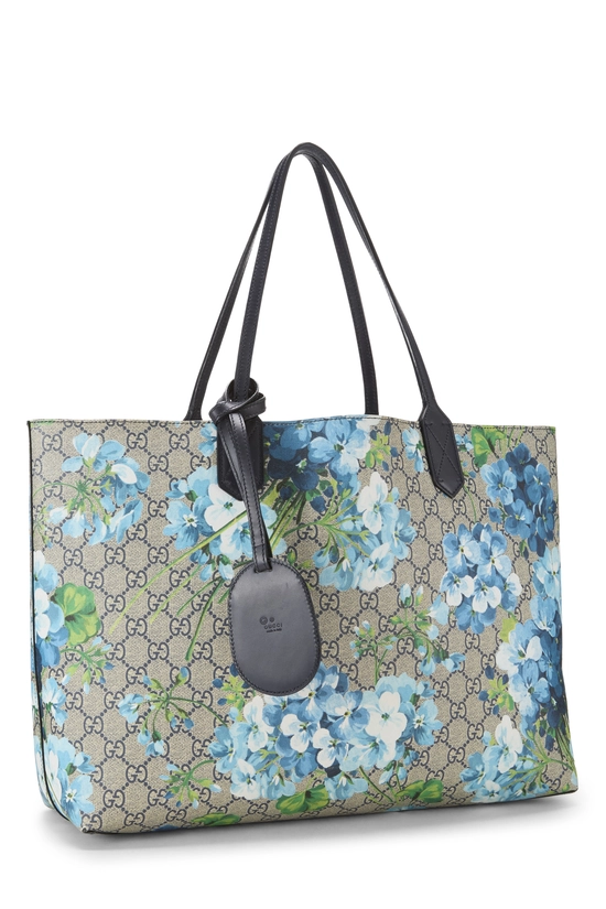 Blue GG Blooms Supreme Canvas Reversible Tote, , large image number 1