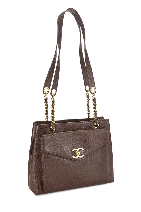 Brown Caviar Pocket Tote Small, , large image number 1
