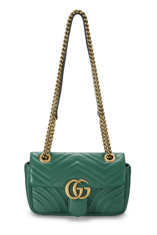 Green Leather GG Marmont Matelass&eacute; Shoulder Bag Mini, , large image number 0