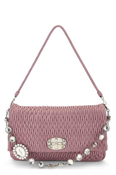 Purple Nappa Crystal Flap Shoulder Bag