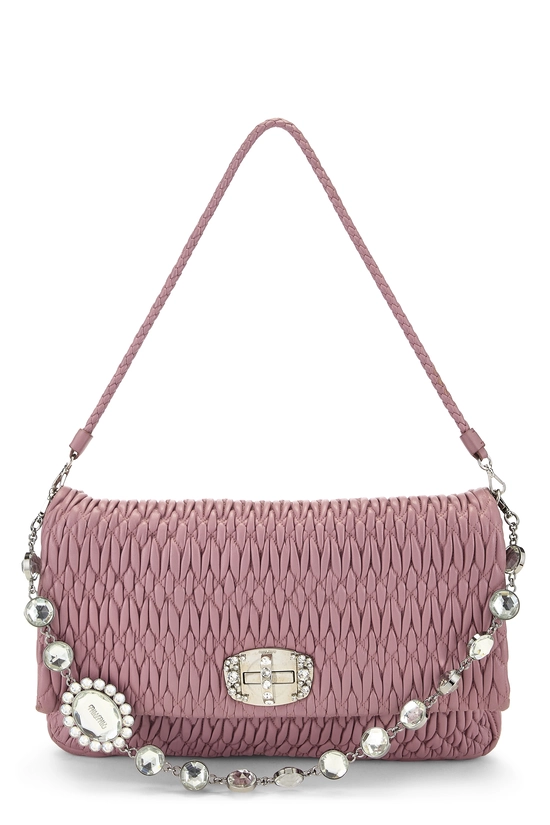 Purple Nappa Crystal Flap Shoulder Bag, , large image number 0