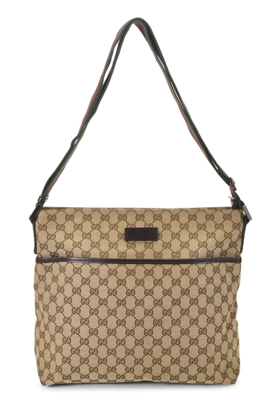 Gucci Brown Original GG Canvas Web Pocket Messenger