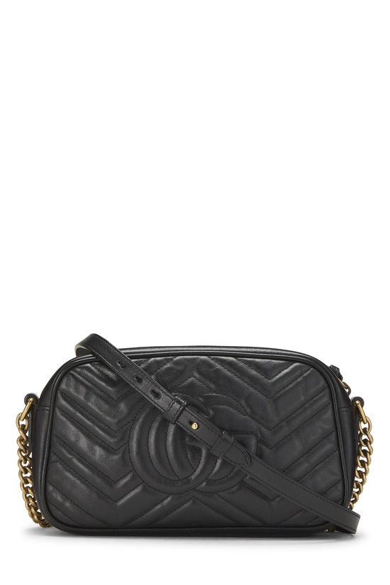 Black Leather GG Marmont Crossbody Bag Small, , large image number 3