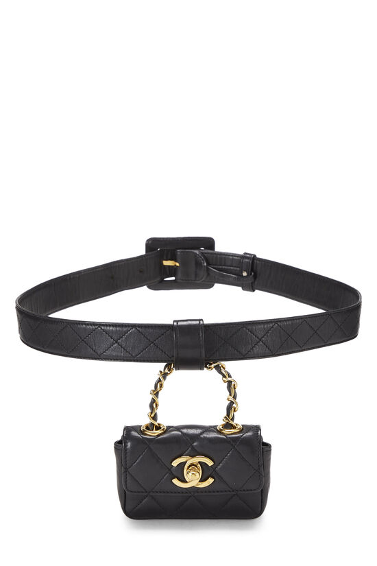 CHANEL Lambskin Quilted Waist Bag Fanny Pack Black 1234866
