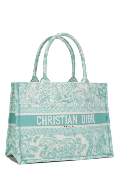 Blue & White Canvas Book Tote Medium, , large