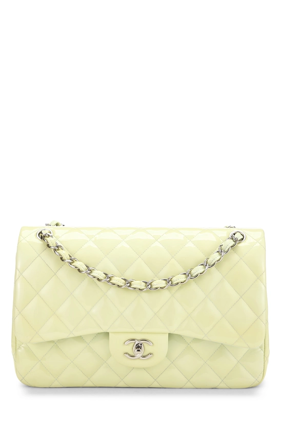 Green Quilted Patent Leather New Classic Double Flap Jumbo, , large image number 0