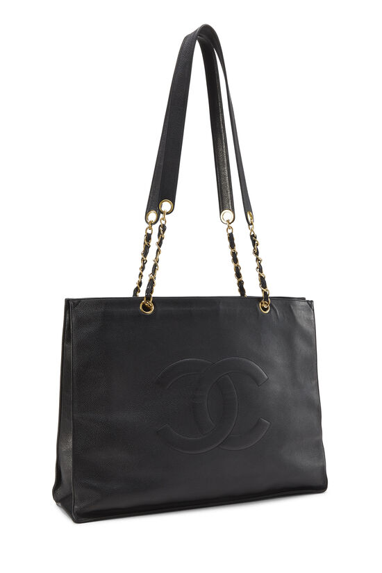 Black Caviar Flat Chain Handle Tote, , large image number 2