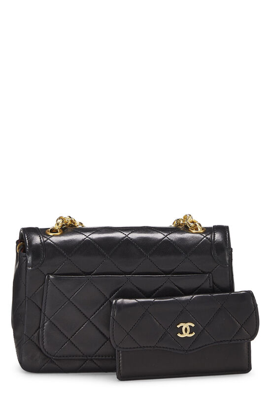 Black Quilted Lambskin Curved Flap Mini, , large image number 3