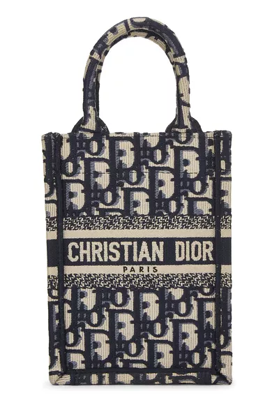 Navy Oblique Canvas Book Tote Phone Bag Mini