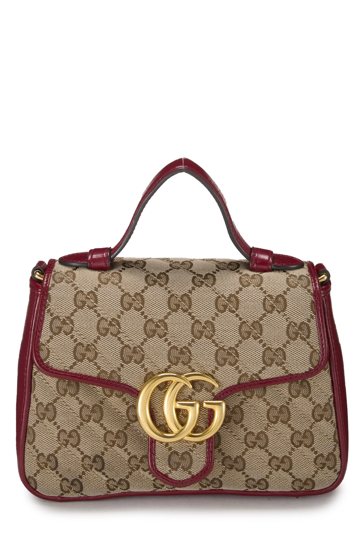Red GG Canvas Marmont Top Handle Flap Bag Mini