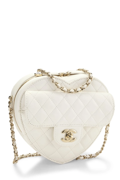 White 'CC' In Love Heart Crossbody, , large