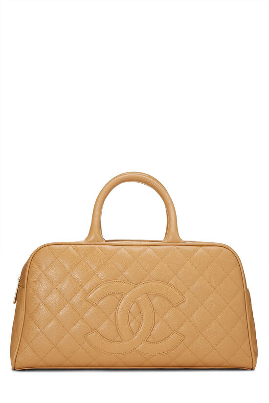 Beige Quilted Caviar Bowler Mini, , large image number 0