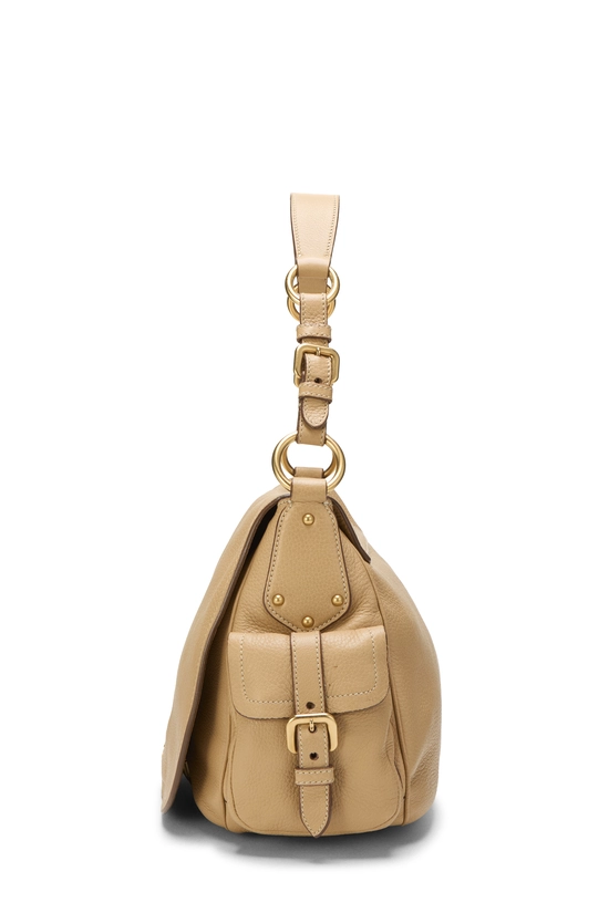 Beige Vitello Daino Side Pocket Hobo, , large image number 2