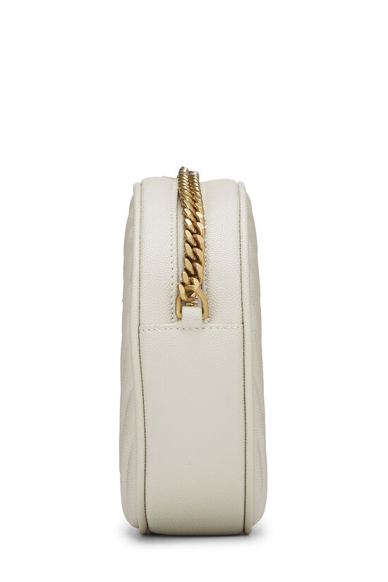 Cream Grainy Leather Round Camera Bag, , large image number 2