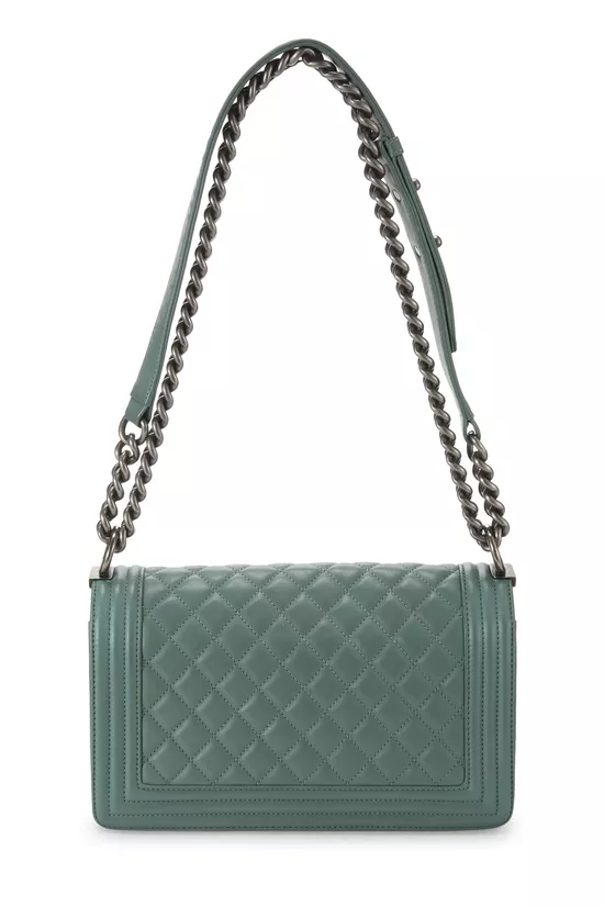 Green Quilted Calfskin Boy Medium, , large image number 3