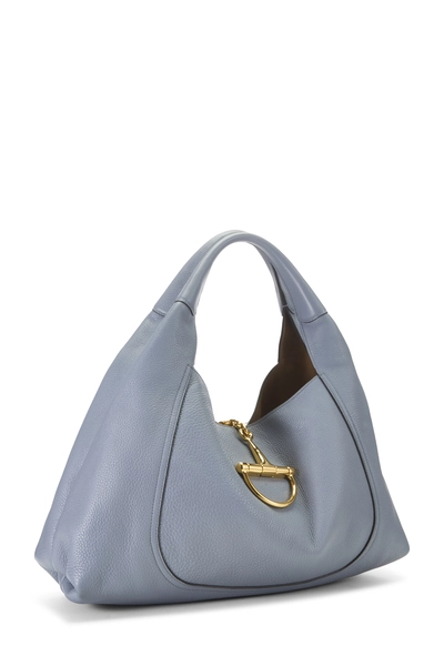 Blue Leather Softbit Maxi Shoulder Bag, , large