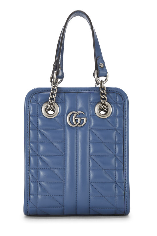 Blue Leather GG Marmont Convertible Shoulder Bag, , large image number 0