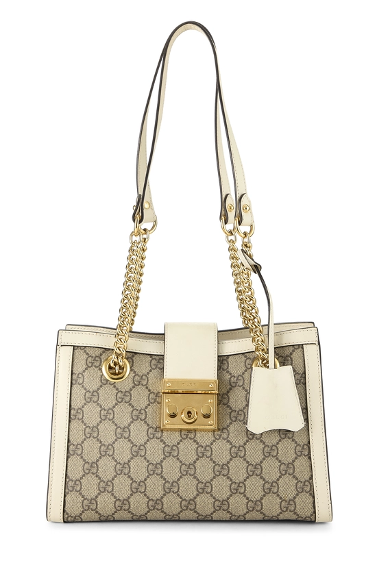 White GG Supreme Padlock Tote Small, , large image number 0