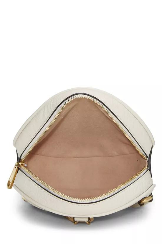White Leather Ophidia Round Backpack Mini, , large image number 5