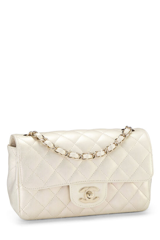 Chanel Iridescent White Rectangular Flap Mini