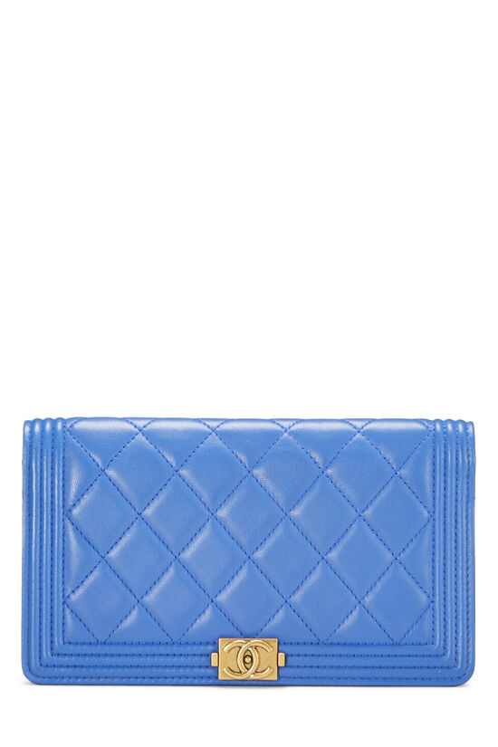 Blue Quilted Lambskin Boy Wallet, , large image number 0