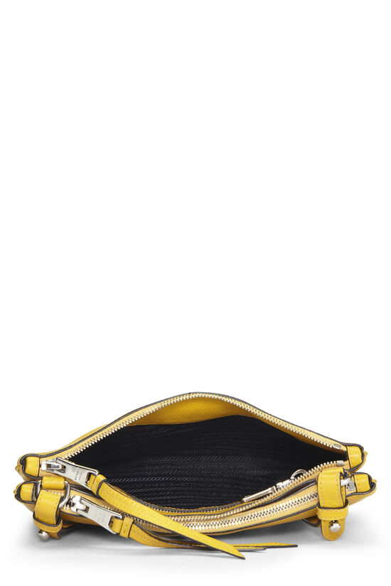 Yellow Vitello Daino Double Zip Crosbody, , large image number 5