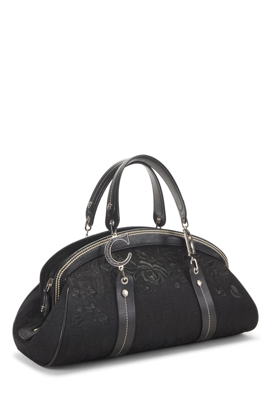 Black Trotter Canvas Floral Frame Satchel, , large image number 1