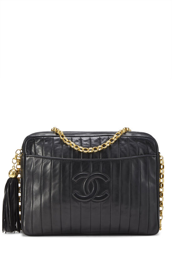 Chanel Black Vertical Lambskin Pocket Camera Bag Large