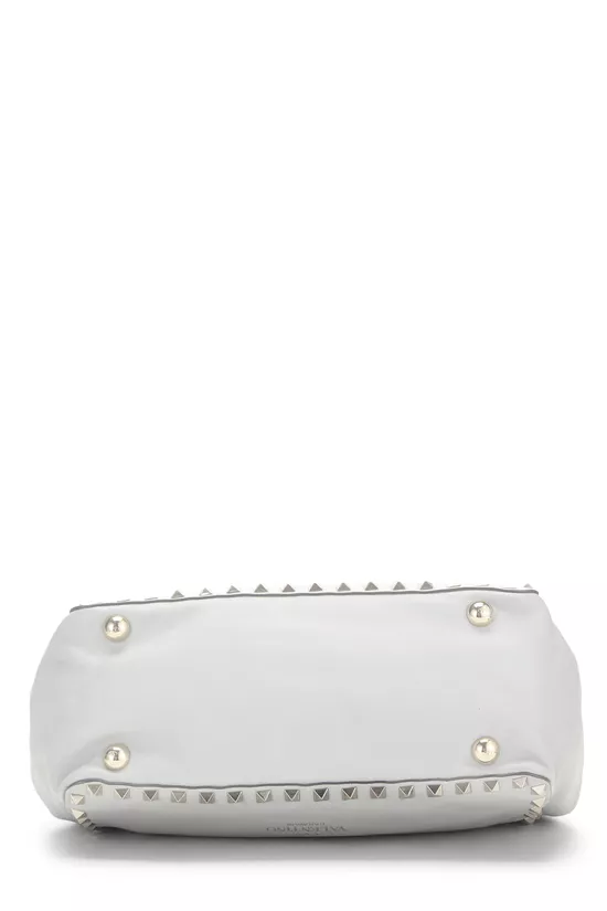 Grey Leather Rockstud Tote Bag, , large image number 4