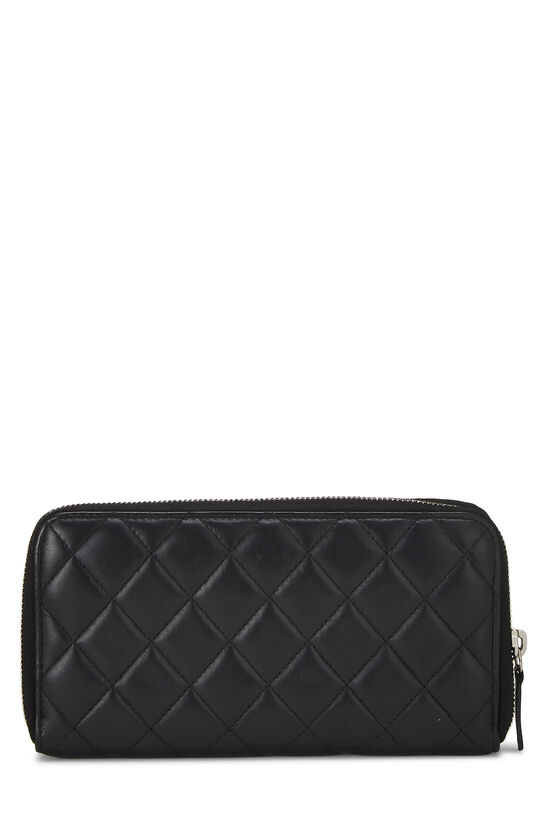 Black Quilted Lambskin Zip Wallet, , large image number 2