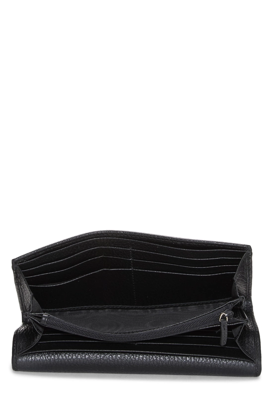 Black Leather Interlocking Continental Wallet, , large image number 3