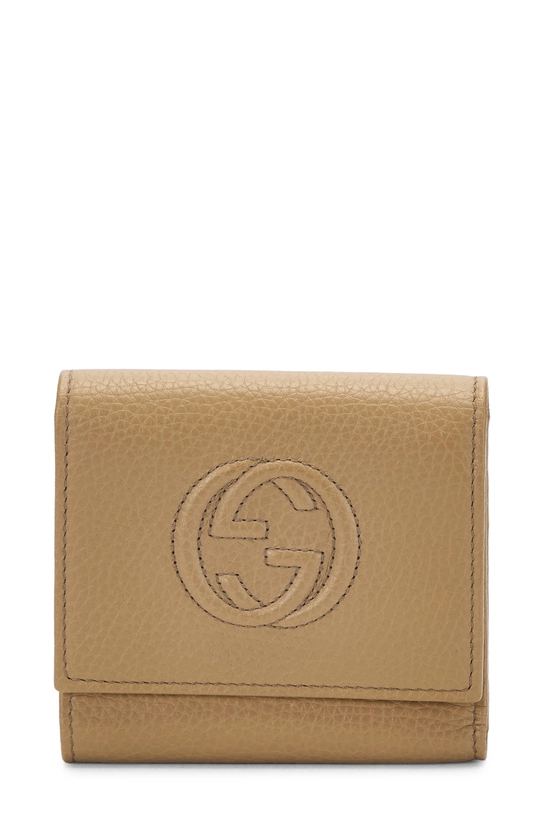 Beige Leather Soho Trifold Wallet, , large image number 0