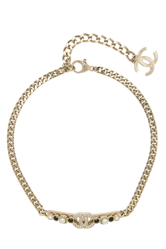 Gold Crystal 'CC' Choker, , large image number 0