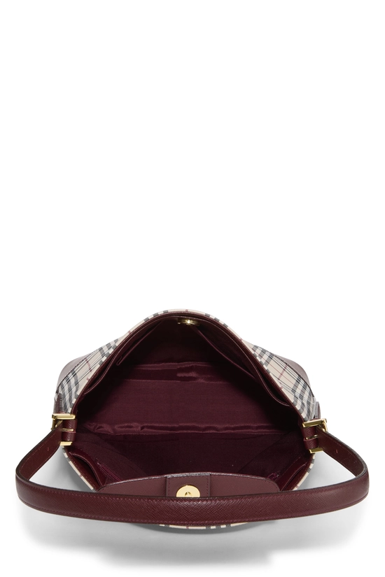 Burgundy House Check Jacquard Bucket Shoulder Bag Small, , large image number 5