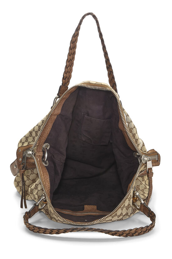 Original GG Canvas Bamboo Braided Handbag Large, , large image number 5