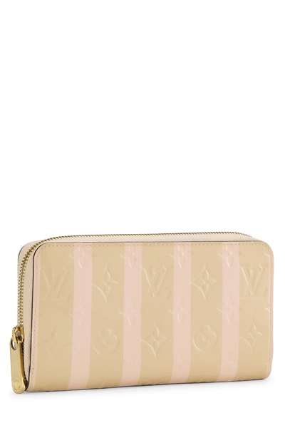 Beige Rayures Monogram Vernis Zippy, , large