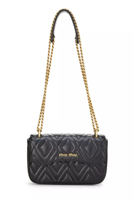 Black Calfskin Diamond Quilted Shoulder Bag, , large image number 0