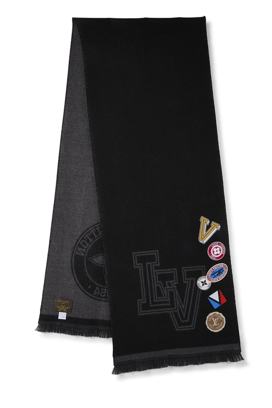 Pre-Owned Black Wool College LV League Scarf QJA8DP4IKB000