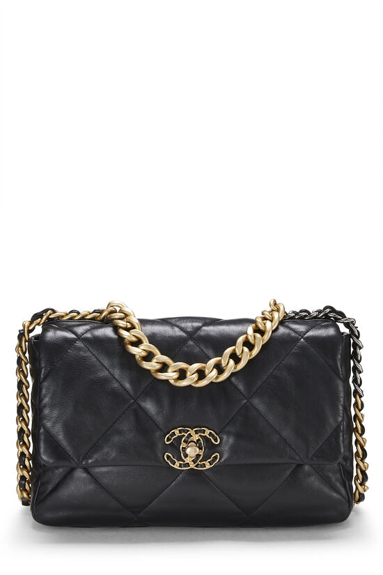 Black Quilted Lambskin Chanel 19 Flap Bag Large, , large image number 0