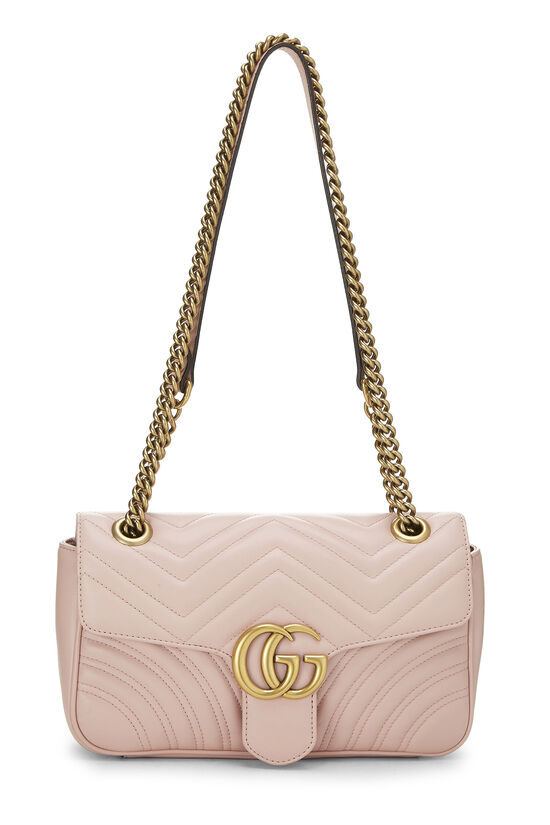 Pink Leather GG Marmont Shoulder Bag Small, , large image number 0
