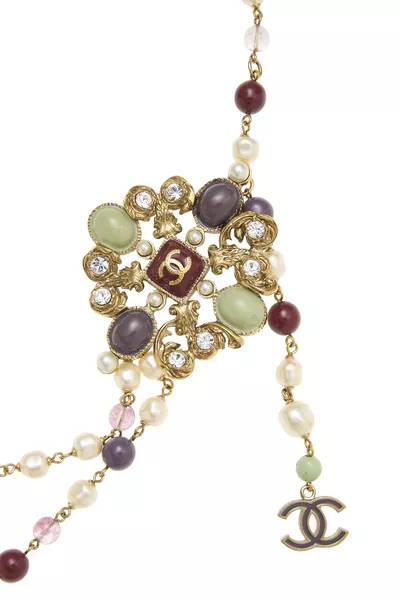 Gold & Multicolor Gripoix Chain Belt 2, , large