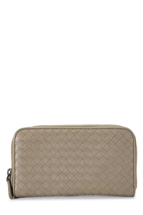 Grey Intrecciato Zip Around Wallet, , large image number 0