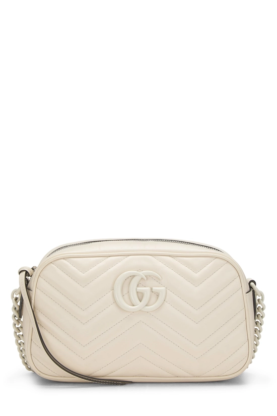 White Leather GG Marmont Crossbody Bag Small, , large image number 0