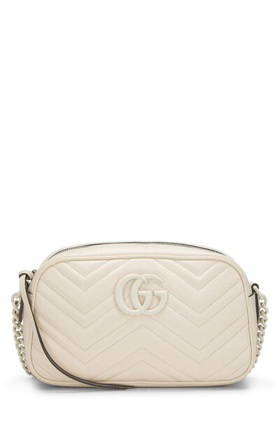 White Leather GG Marmont Crossbody Bag Small