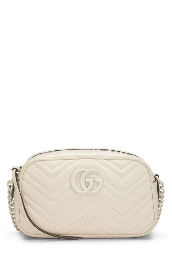 White Leather GG Marmont Crossbody Bag Small, , large image number 0