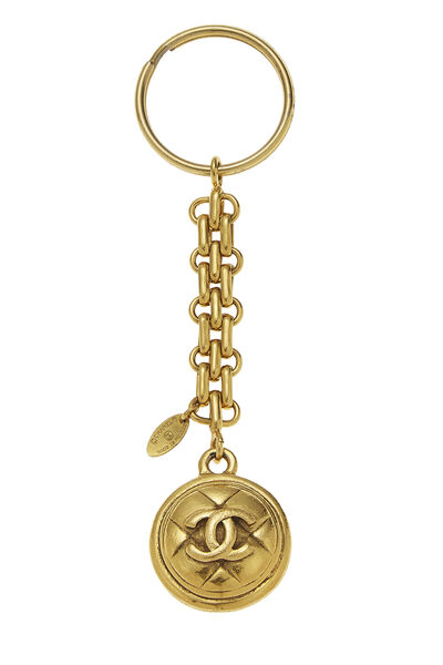 Gold Quilted 'CC' Keychain