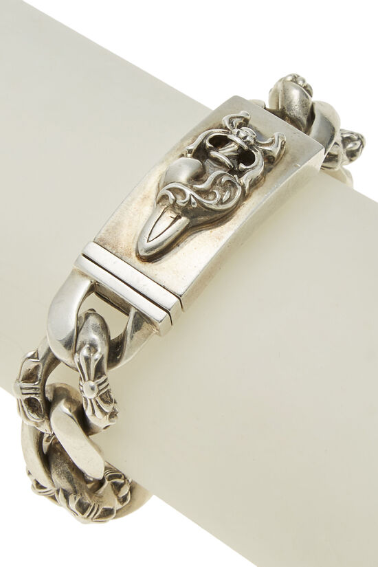 Chrome Hearts Sterling Silver Heart Dagger ID Bracelet - What Goes 