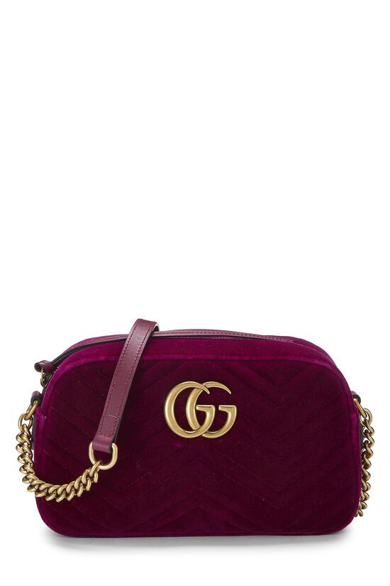 Purple Velvet GG Marmont Crossbody Bag Small, , large image number 0